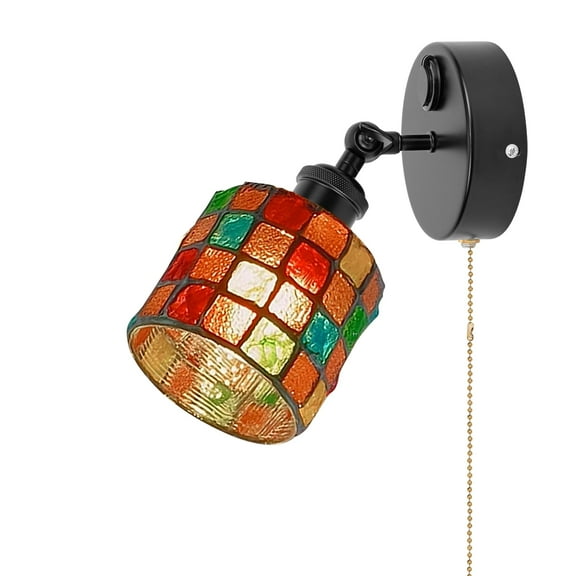 Kiven 12V LED Interior Lights with USB Port,RV Reading Lamp with Pull Chain Switch,4W Tiffany-style Wall Sconce Adjustable Warm White for RV Caravans Boats, Hard-Wired Surface Mount DZ0578