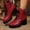 Red, variant on Womens British Style Chunky Martin Boots , Side ZipperComfortable Ankle Booties with Non-Slip Sole for Daily Wear, Lightweight Warm Boots with Cushioned Insole, Stylish Fashion Boots