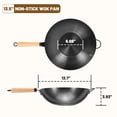 thumbnail image 3 of edx 13.5" Carbon Steel Wok Pan, Nonstick Stir-fry Pan, Pre-Seasoned Flat Bottom Chinese Wok, Compatible with Induction, BBQ & Camping Cookware, Black, 3 of 8
