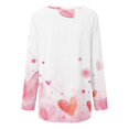 thumbnail image 3 of Cameland Chemises Grande Taille pour Femmes Imprimé Cœur Hauts de la Saint-Valentin Manches Longues Tunique Col Rond Blouses, 3 of 4