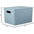 thumbnail image 2 of Superio Plastic Storage Bin with Lid, Stone Blue, 22 Liter Large Ribbed Basket with Lid for Organizing Closet, Shelves, Plastic Storage Bin, 2 of 7