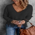 thumbnail image 2 of Mode des Femmes Bloc de Couleur Pull Manches Longues Creux Pompons en Détresse Pull, 2 of 4