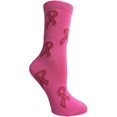thumbnail image 7 of 60 Pairs of Pink Ribbon Breast Cancer Awareness Ankle/Crew Socks for Women, 7 of 7