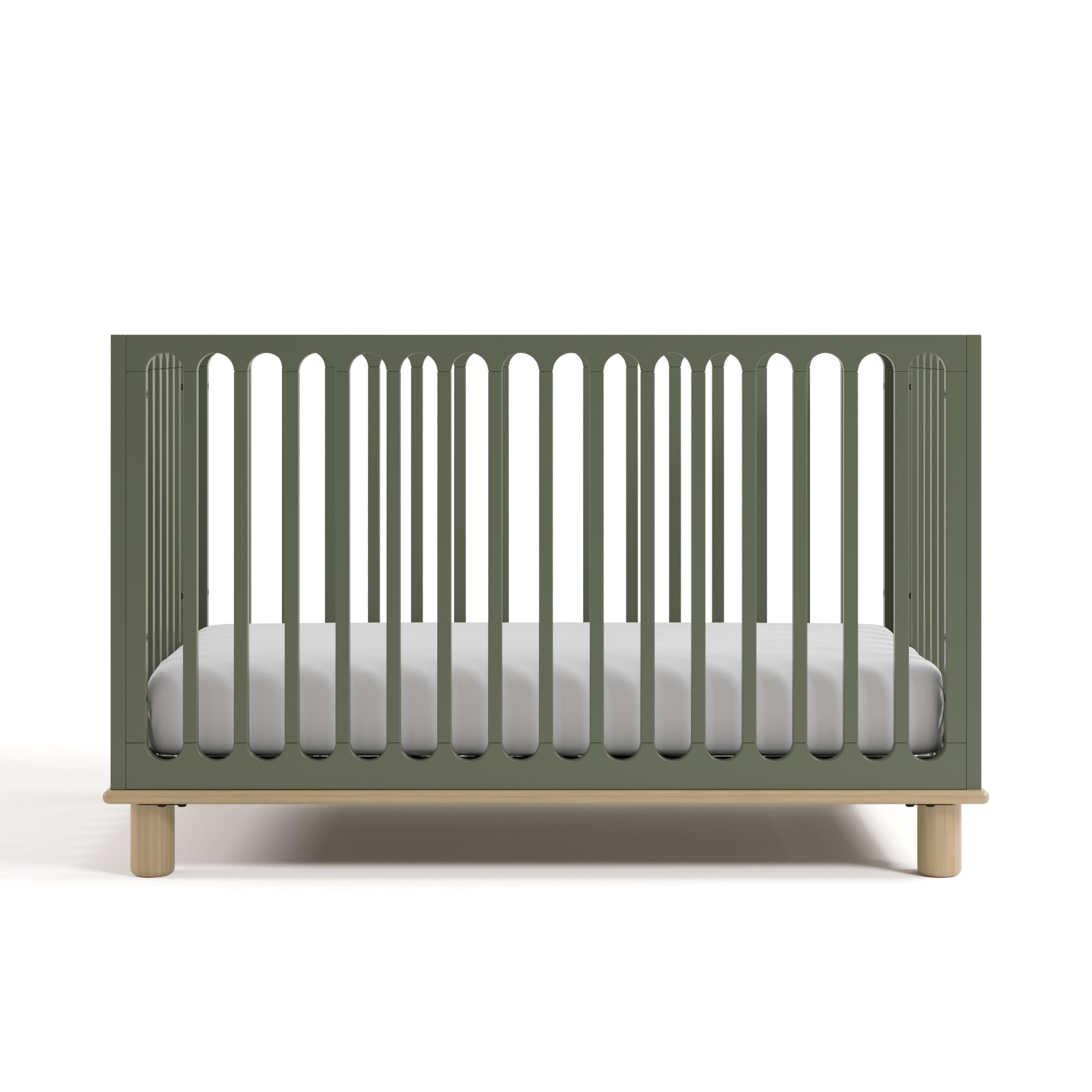 Storkcraft Sicily 3-in-1 Convertible Crib with Bonus Toddler Guardrail - Olive and Driftwood