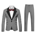 thumbnail image 4 of Fgnfyis Men's Suits for Events Parties Weddings and Everyday Wear Slim Fit with Stylish Neckline Design Versatile Year Round Attire for Modern Men Trousers Sets Grey XXL, 4 of 5