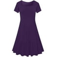 thumbnail image 2 of Sakmal Ruffle Sundresses for Curvy Women Plus Size Purple Midi Dress Short Sleeve Solid Dresses, 2 of 5