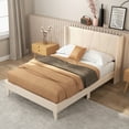 thumbnail image 1 of Costway Full Size Upholstered Bed Frame with Elastic Pockets Mattress Foundation Beige, 1 of 10