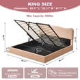 thumbnail image 2 of King Size Bed Frame with Lift Up Storage, Boucle Upholstered Platform Bed with Curved Headboard, No Box Spring Needed, Hydraulic Storage, Blush Pink, 2 of 6