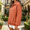 thumbnail image 6 of PRINxy Women's Soft Waffle Knit Long Sleeve Notch Lapel Full Zip Jacket Coat with Large Pockets for Fall Winter Casual Orange L, 6 of 6
