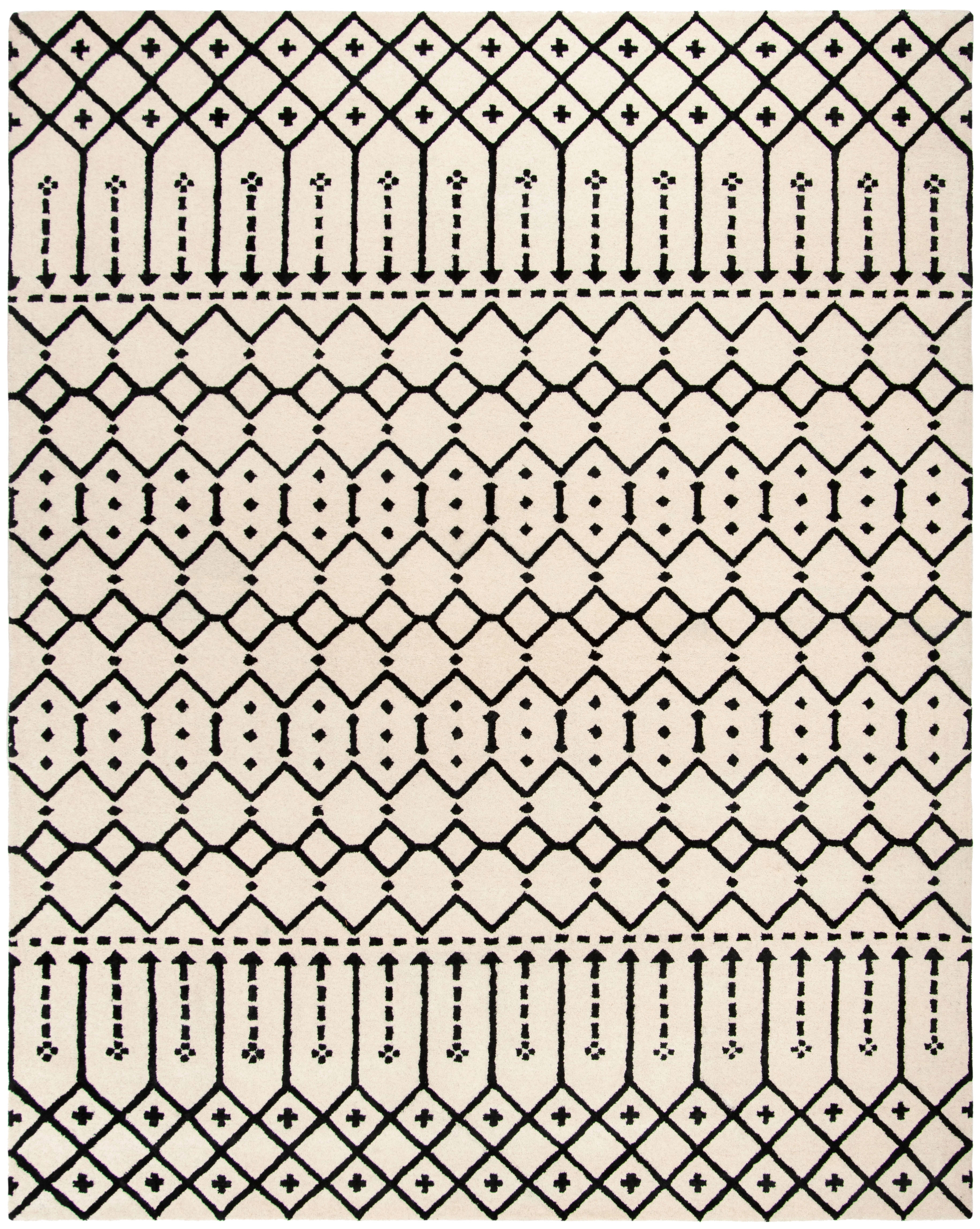 SAFAVIEH Himalaya Darin Geometric Wool Area Rug, Ivory/Black, 6' x 9'