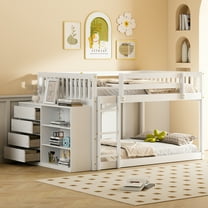 Newest Full over Full Bunk Bed with 4 Drawers and 3 Shelves-White