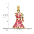 thumbnail image 3 of Auriga 14k Yellow Gold 3-D Moveable Enamel Pink Floral Dress w/ Shoe Charm for Women, 3 of 6