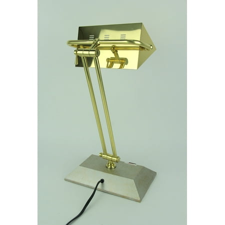 Brass Finish Contemporary Bankers Lamp With Aux Power ...