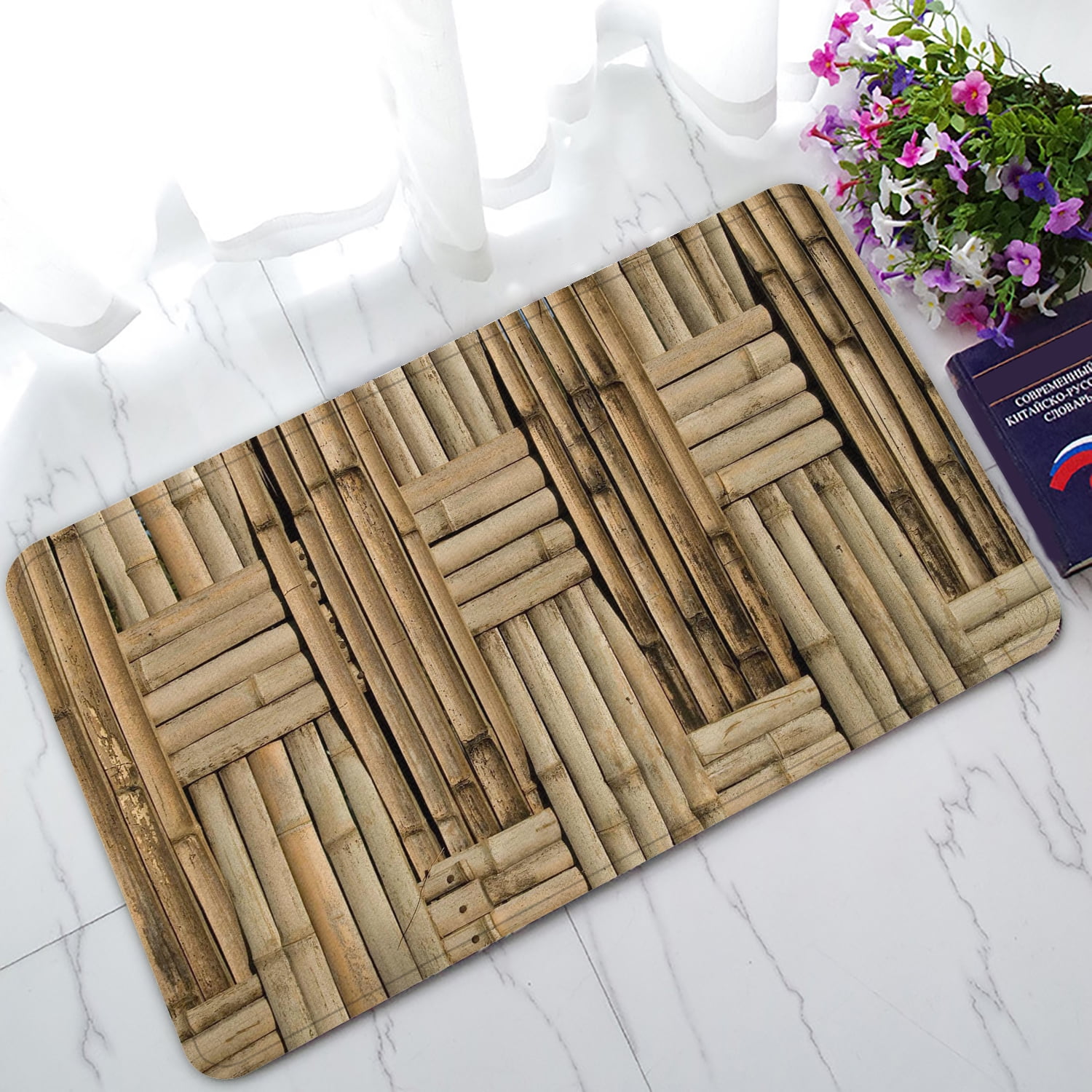 ZKGK Nature Bamboo Wall NonSlip Doormat Indoor/Outdoor/Bathroom
