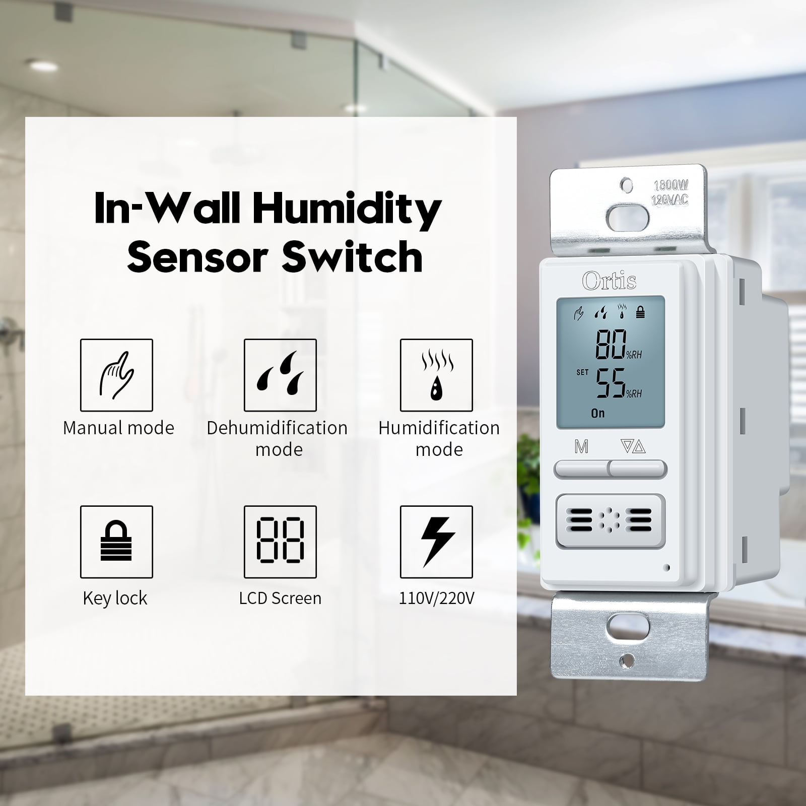 Ortis Brass Humidity Sensor Electrical Switch