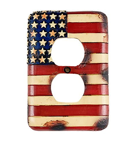Western Barn Wood Texas State Flag Red White Blue Switch Plate Outlet Covers 