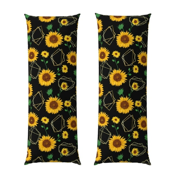 Balery Sunflowers3 Funda Protectora para Almohada Corporal de Algodón Hipoalergénico con Cierre(55 x 21 pulgadas), Almohadas No Incluidas