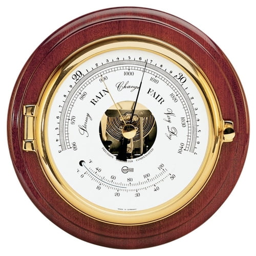 Barigo Barometer/Thermometer/Hygrometer with Brass Top & Mahogany Base