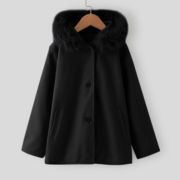 Vedolay Coat for Girls Toddler Girl's Print Zip Jacket Hooded Lightweight Windbreaker Outerwear,Black 6-7 Years