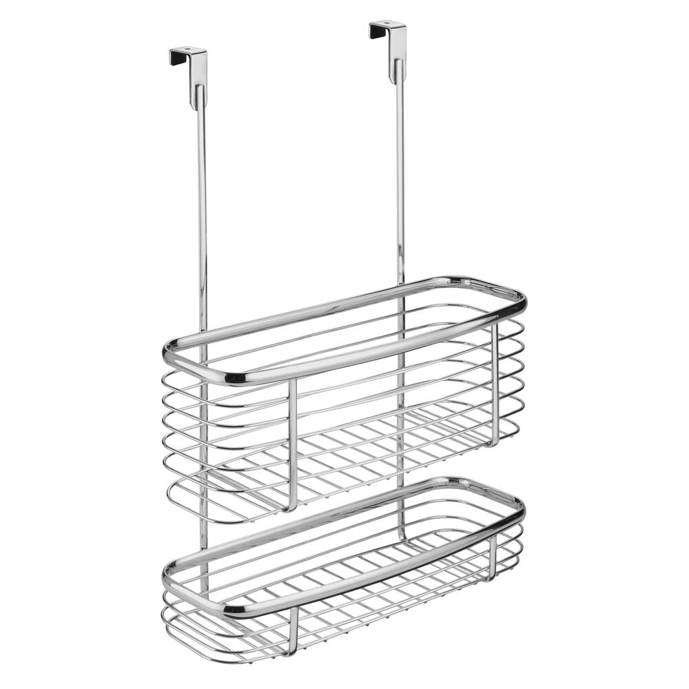 iDesign, Over the Cabinet 2-Tier Kitchen Storage Basket Organizer, 5" x 11" x 16.3", Chrome