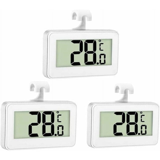 Termómetro digital para frigorífico, 3 unidades, para dormitorio, resistente al agua, con pantalla LCD y gancho para lectura de temperatura