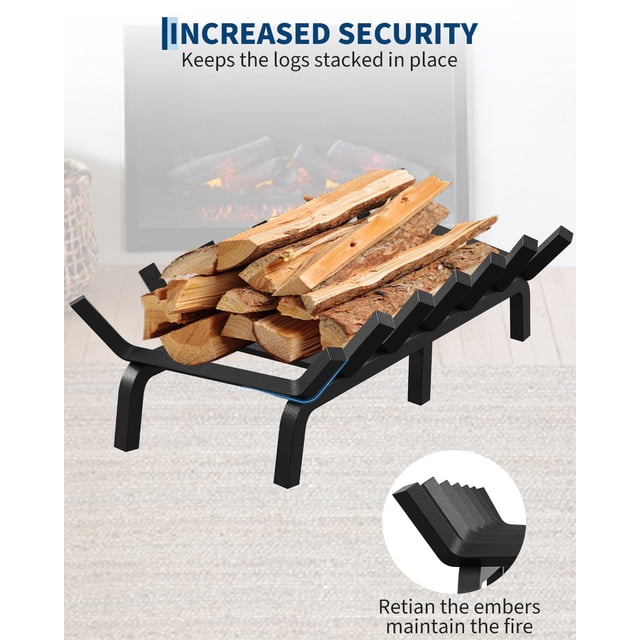 AKDSteel Grille de Foyer Robuste Dotée d'Un Support à Bûches en Acier de 3/4 Pouces, avec 6 Pieds de Soutien et Fini Enduit de Poudre, Conçue pour une Utilisation dans les Foyers Intérieurs Ou Extérieurs, les Foyers au Gaz Ou les Poêles à Bois