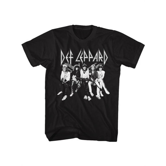 Def Leppard 1977 English Rock Band Music Group Shot Black Adult T-Shirt Tee