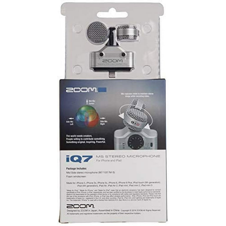 Zoom iQ7 Stereo Mid-Side Microphone for iPhone/iPad, Rotatable