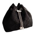 thumbnail image 1 of Bolso de lona con cordón y detalle de cadena, perfecto para uso diario, negro, talla única, elegante bolso tipo cubo de gran capacidad, 1 of 8