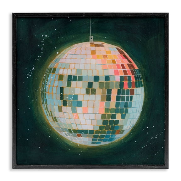 Stupell Industries Mid-Century Disco Ball in Space Black Framed Giclee Art, 12 x 12, by Grace Popp