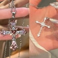 thumbnail image 2 of European And American Fashion French Zircon Cross Pendant Necklace Light Luxury Simple Personality Necklace For Women Jewelry, 2 of 9