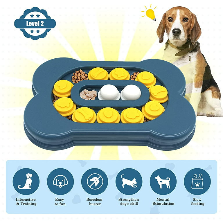 Gewiwss Dog Puzzle Toys[Difficulty-Level Adjustable] , Interactive Dog Toys  for IQ Training & Mental Enrichment, Bone Shape Dog Enrichment Toy Gifts 