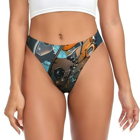 Rateoe Steampunk Mechanical Butterfly Pattern Seamless Women Underwear Thongs No Show Ladies Thong No Line Breathable Comfortable Panties Undies for Women-X-Large