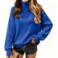 thumbnail image 2 of Sewkxo Sweaters for Women Cozy Turtleneck Mock Tops Fall Winter Plus Size Soft Casual Warm Pullover Sweater,Royal Blue 2XL, 2 of 5