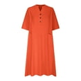 thumbnail image 4 of asddcavvf Robes pour Femmes Mode Décontractée Couleur Unie Col en V Manches Mi-Longues Lin Ample Versio, 4 of 6