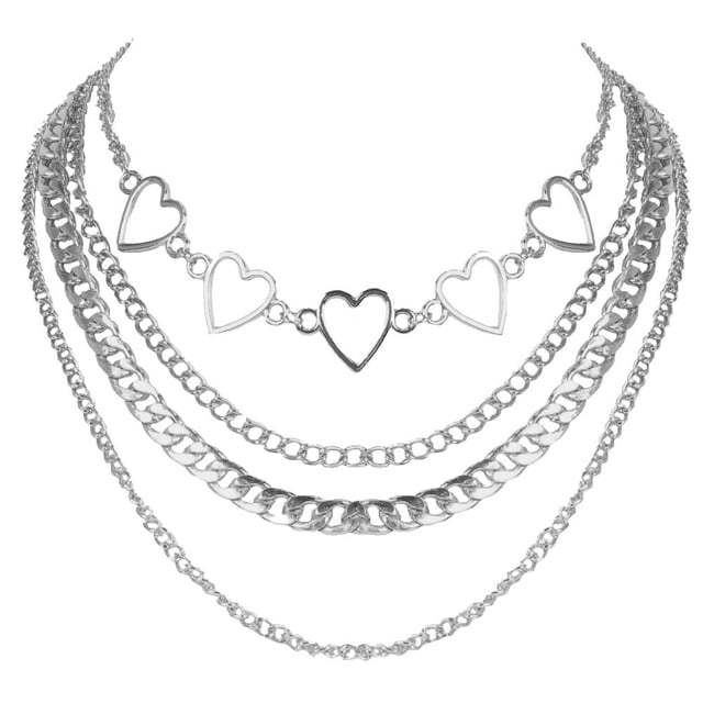 EeaseCA 1pc Woman Multi-layer Necklace Simple Clavicle Chain Love Heart Neck Chain