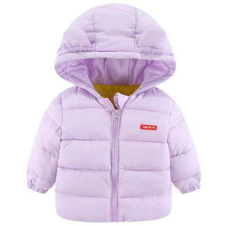 

Baby Boys Girls Bear Ears Hooded Coat Winter Quilted Thicken Cotton Lined Jacket Toddler Cute Outwear Clothes