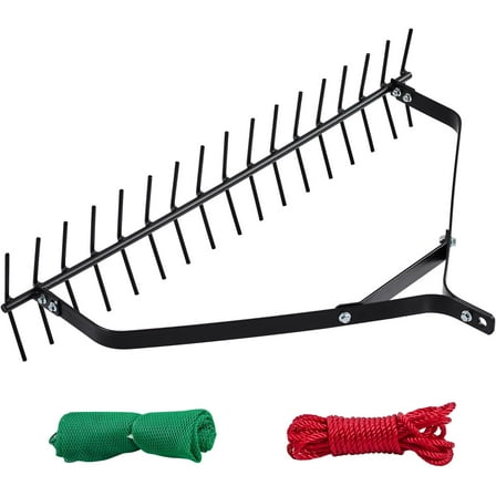 32 in Aquatic Weed Rake, 6.3 in Double Sided Lake Weed Rake, Lightweight Pond Weeds Cutter with 30ft Rope, No Assembly Required, Muck Lilypad Clearing Tool for Pond, Lake, Rivulet