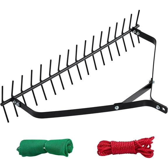 32 in Aquatic Weed Rake, 6.3 in Double Sided Lake Weed Rake, Lightweight Pond Weeds Cutter with 30ft Rope, No Assembly Required, Muck Lilypad Clearing Tool for Pond, Lake, Rivulet