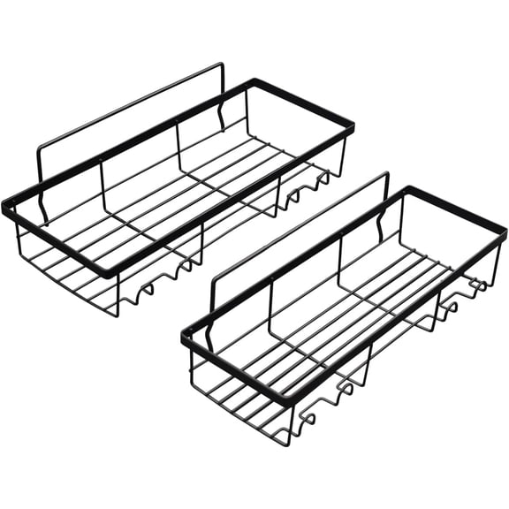 KYascend Shower Caddy No Drilling 2-Shelf Metal Adhesive Shower Caddy, Black, 2 Count, 2 Pack