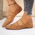 thumbnail image 7 of Viluyesy Womens Ballet Flats Pointed Toe Faux Suede Crisscross Thin Strap Slip On Lightweight Everyday Minimalist Dressy Comfort Flat Shoes Yellow Size US7.5, 7 of 7