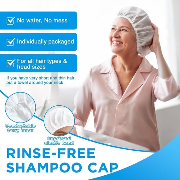 Rinse Free Shampoo Cap, Waterless No Rinse Hair Washing Cap for Elderly, Bedridden, Hospital & Camping Use