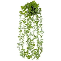 MixMart 1 Pack Artificial Hanging Potted Plants, Fake Hanging Plants Eucalyptus with Pot for Home Living Room Decor Indoor
