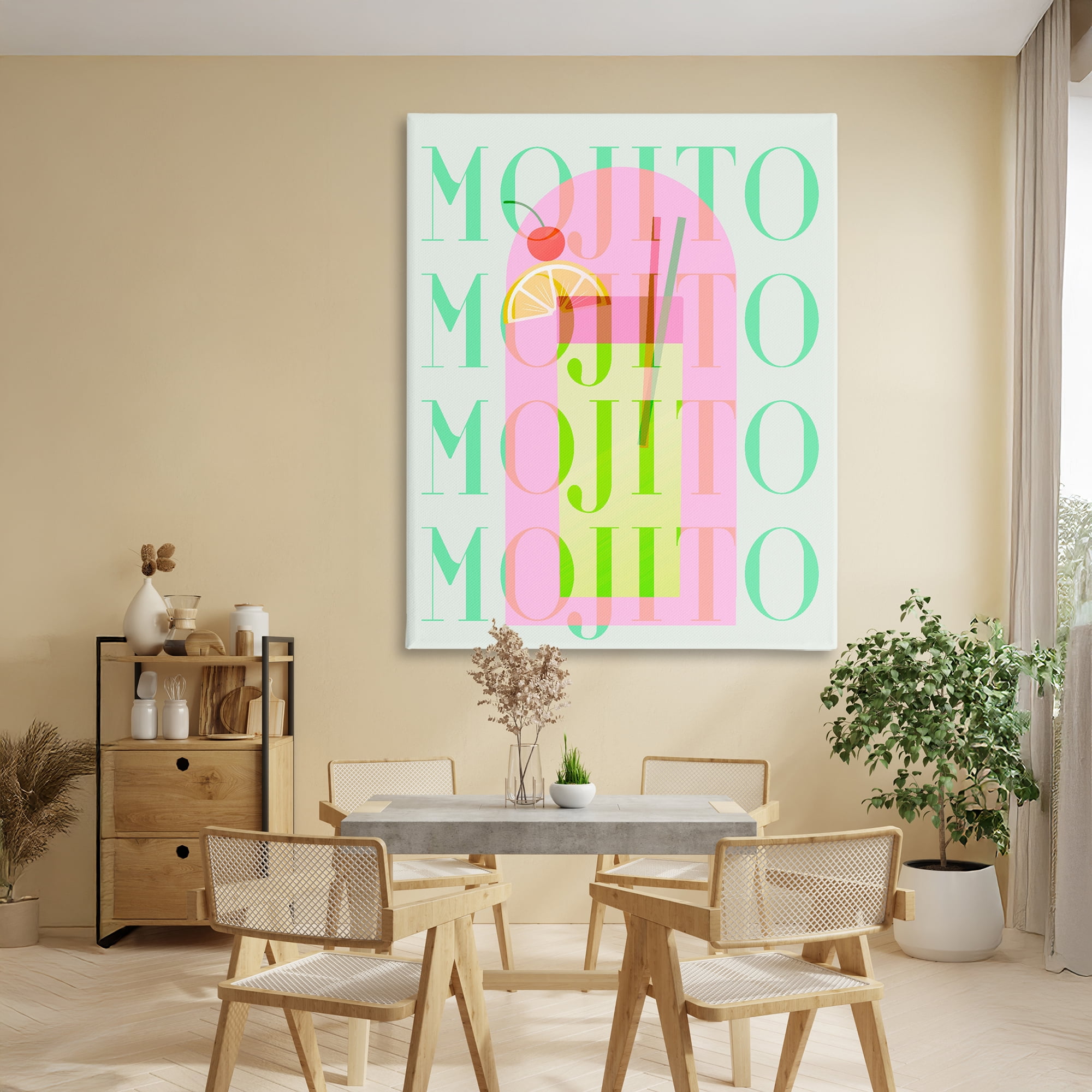 Retro Pastel Mojito Canvas Wall Art, design by Lil' Rue