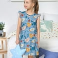 thumbnail image 4 of Balery Cute Chickens and Flowers Camisón de princesa para niñas, pijama de algodón con mangas abullonadas, suave y bonito.-Large, 4 of 6