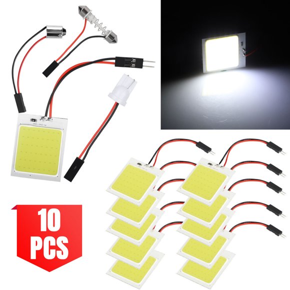 10X 48SMD COB White LED Panel Festoon T10 BA9S Car Interior Dome Map Bulb -