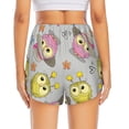 thumbnail image 3 of Picia Cartoon Owls Pattern Women's 2 in 1 Athletic Running Shorts High Waisted Workout Casual Gym Sweat Shorts with Comfy Liner Zipper Pockets-XX-Large, 3 of 9