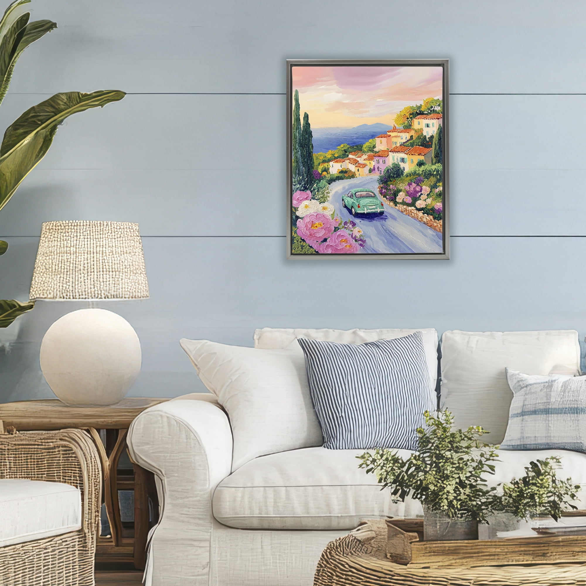 Stupell Industries Driving Along The Coast Gray Framed Floater Canvas Wall Art, design by The Prints Vibe