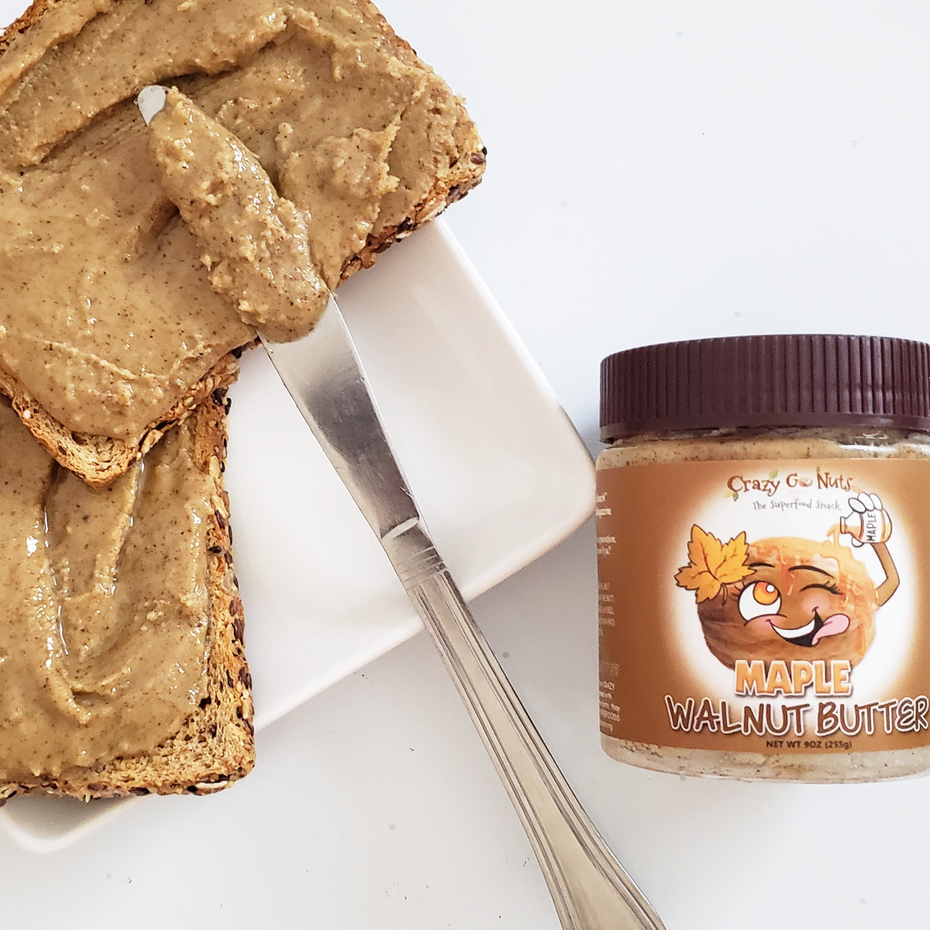 (3 pack) Crazy Go Nuts Walnut Butter - Maple, 9 oz (1-Pack) - Healthy Snacks, Keto, Vegan, Low Carb, Gluten Free, Superfood