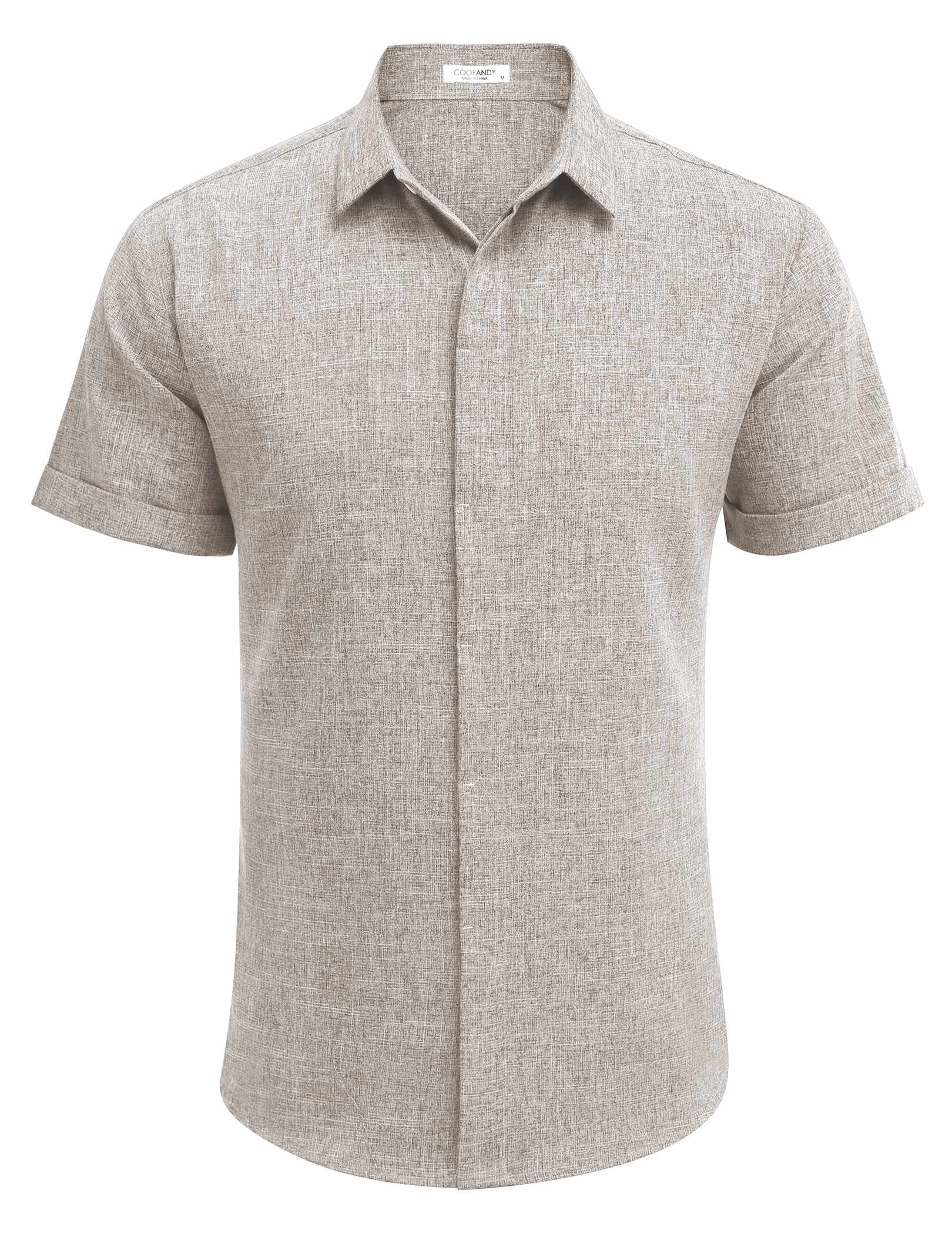 COOFANDY Men's Linen Shirts Short Sleeve Casual Shirts Button Down Shirt for Men Beach Summer Wedding Shirt Black